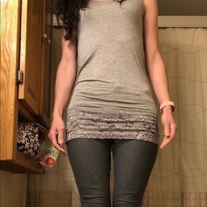 Soft lace gray tank top